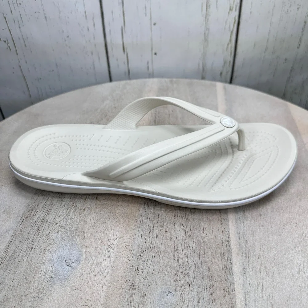 Crocs Crocband Flip Stucco White Unisex Mens 10 Womens 12 Sandals 11033-171 NEW